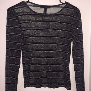 Black & Silver See-through Long-sleeve top NWT